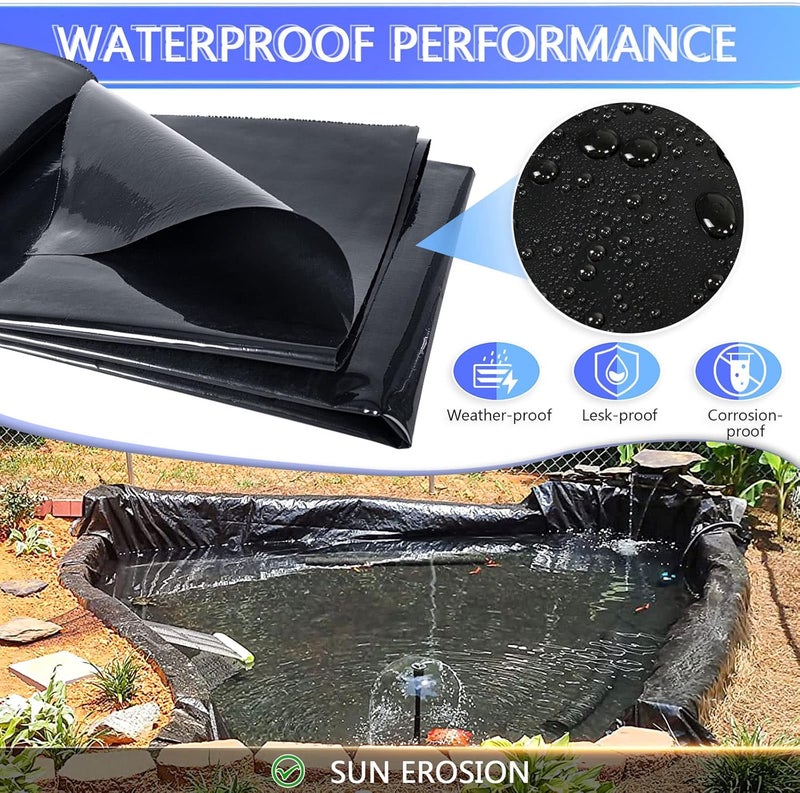 ToLanbbt بطانة بركة 7 × 10 قدم، 20 مل HDPE مقاومة للأشعة فوق البنفسجية، بطانة بركة مسبقة الصنع سهلة القطع، تحتية للنافورة، الشلال، برك كوي وحديقة الماء (أسود) - Image 4